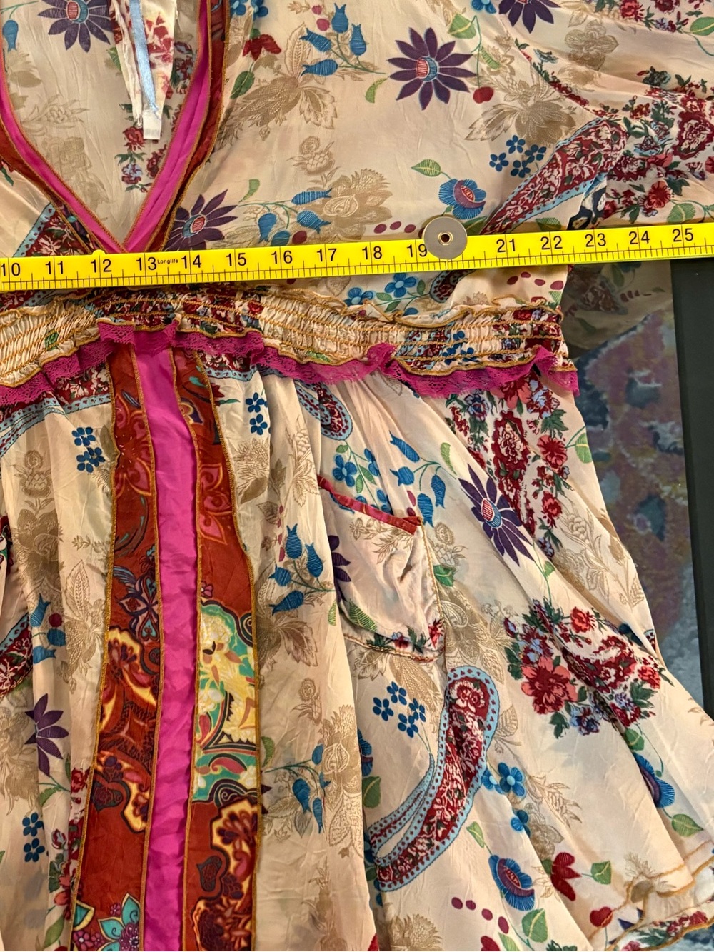 Johnny Was Boho Floral V-Neck Peasant Blouse, Size XL (EUC) - Picture 7 of 10